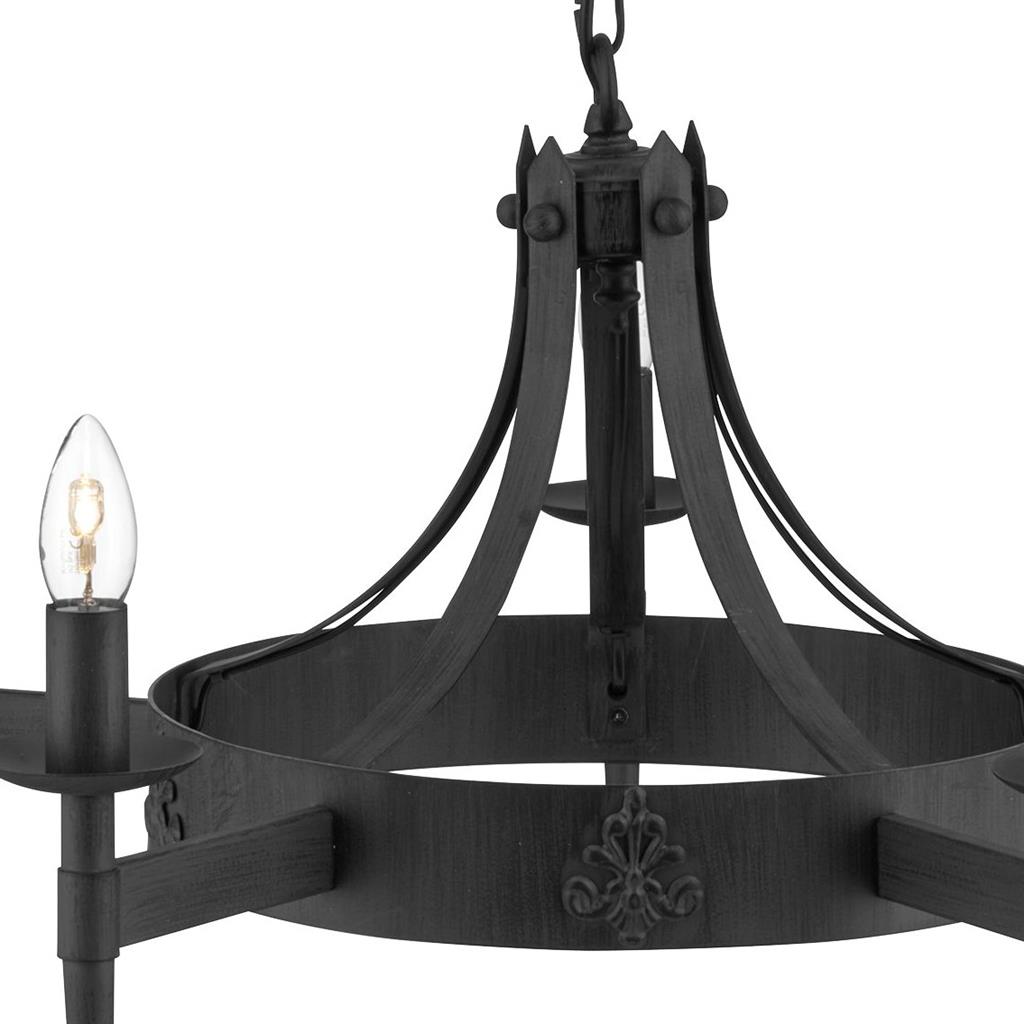 Cartwheel II Ø67 Svart taklampa från Searchlight - Den h&auml;r imponerande takkronan har en tydligt gotisk stil och passar perfekt i sovrum, vardagsrum, matsal eller k&ouml;k d&auml;r du vill skapa en varm, traditionell k&auml;nsla.