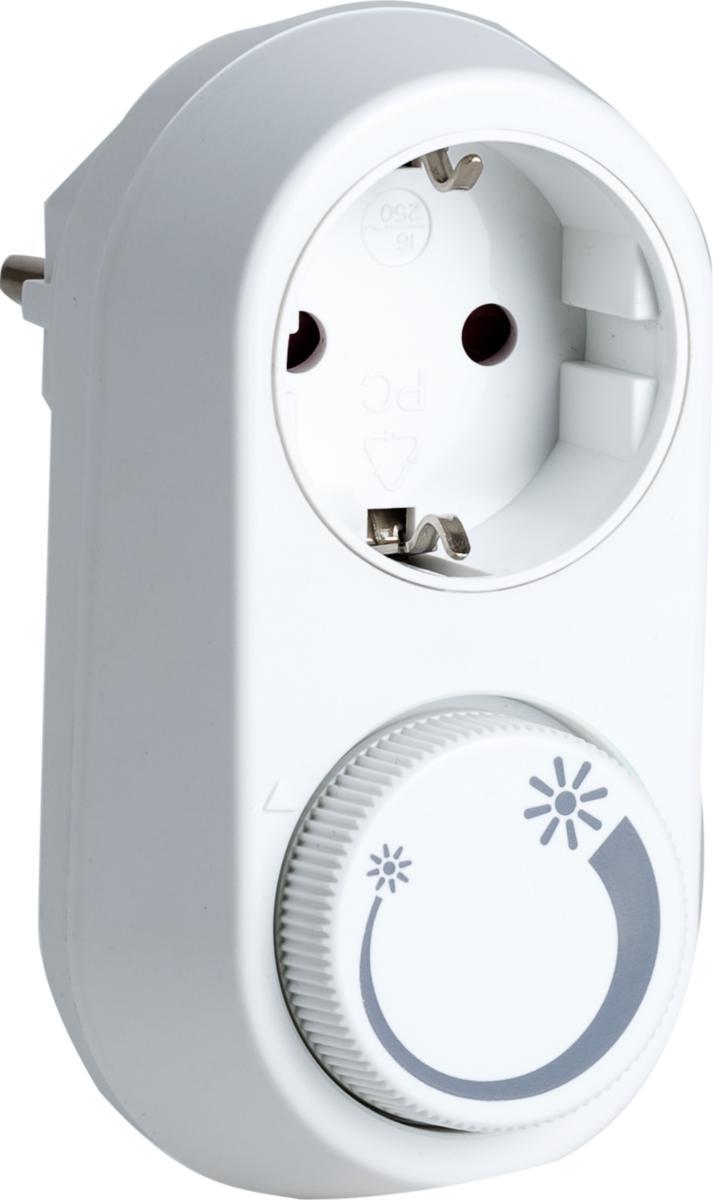 Zoom bild av Dimmer för vägguttag 3-24W Vit från - F&ouml;r gl&ouml;dlampor, 230V halogen (3-200W) och majoriteten av LED-lampor (3-24 W).