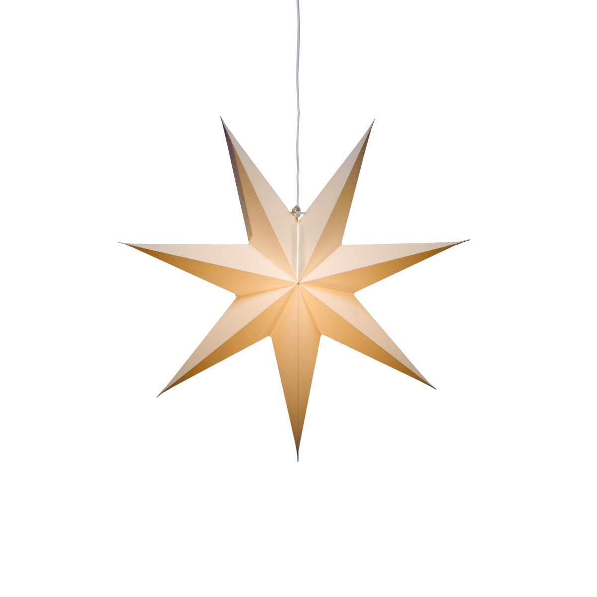 Pappersstjärna Ø60 Vit från Konstsmide - Perfekt att h&auml;nga i f&ouml;nstret eller mot en vacker v&auml;gg &ndash; en tidl&ouml;s dekoration som f&ouml;rgyller varje rum med enkel elegans.