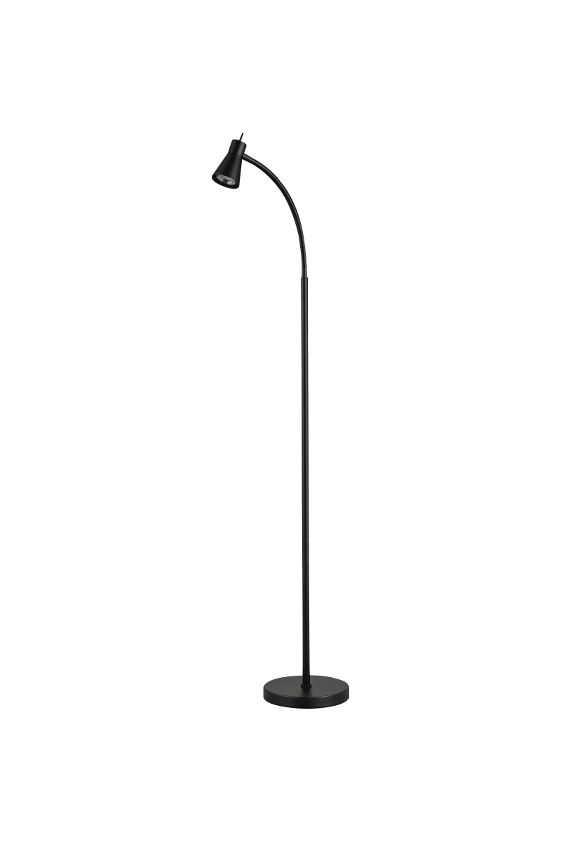 Zoom bild av Boden Svart golvlampa från Aneta Lighting - Boden golvlampa har en stilren och funktionell design som g&ouml;r den perfekt som l&auml;slampa bredvid soffan eller favoritf&aring;t&ouml;ljen.
