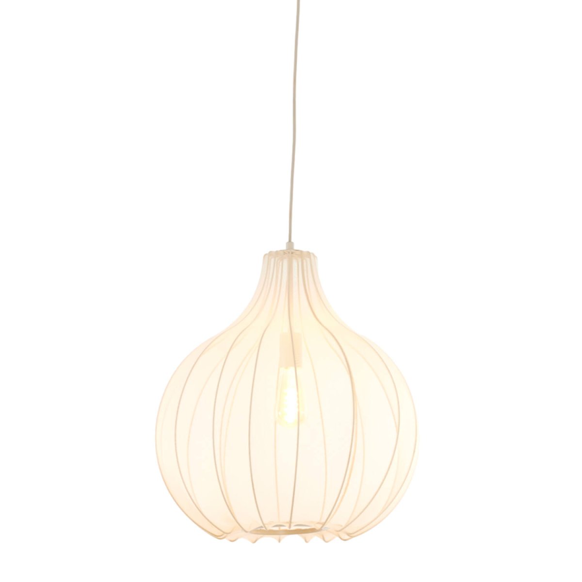 Elati Ø50 Sand taklampa från Light & Living - Elati &auml;r en stilfull takpendel i sandf&auml;rgad ton, d&auml;r den unika sk&auml;rmen i meshtyg skapar ett mjukt och behagligt ljus.
