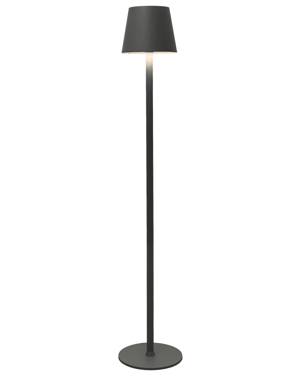 Sofy Mörkgrå från Lightson - Sofy &auml;r en stilren golvlampa i m&ouml;rkgr&aring; aluminium, speciellt designad f&ouml;r att skapa en ombonad och mysig st&auml;mning i dina utomhusmilj&ouml;er.