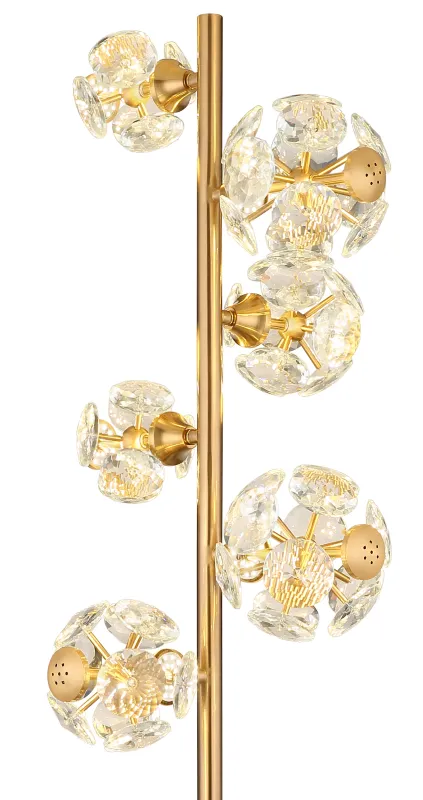 Virina Guld golvlampa från Globo Lighting - Med en perfekt balans mellan modern design och funktionalitet blir Virina ett lyxigt blickf&aring;ng som f&ouml;rh&ouml;jer rummets karakt&auml;r och skapar unika ljusmoment.