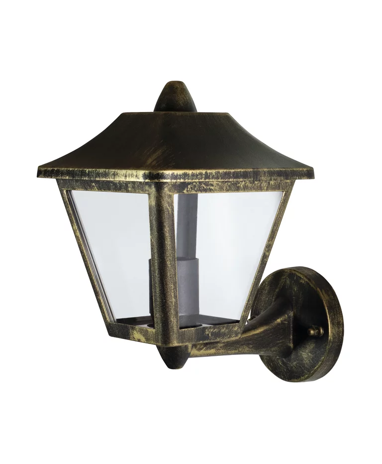 Tradition Svart/guld utelampa från Ledvance - Classic Tradition &auml;r en stilfull v&auml;gglampa i klassisk lyktdesign, perfekt f&ouml;r att skapa en inbjudande atmosf&auml;r vid entr&eacute;er, uppfarter och fasader.