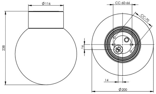 Classic Glob 200 Vit badrumslampa från Ifö electric - Tillverkad av porslin och matt opalglas, sprider den ett bra ljus som passar utm&auml;rkt i badrum och andra utrymmen med fuktiga milj&ouml;er.