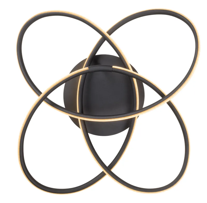 Panda Ø60 Svart plafond från Globo Lighting - Den har en fast installerad LED-panel som avger ett varmvit ljus och skapar en behaglig och inbjudande atmosf&auml;r i rummet.