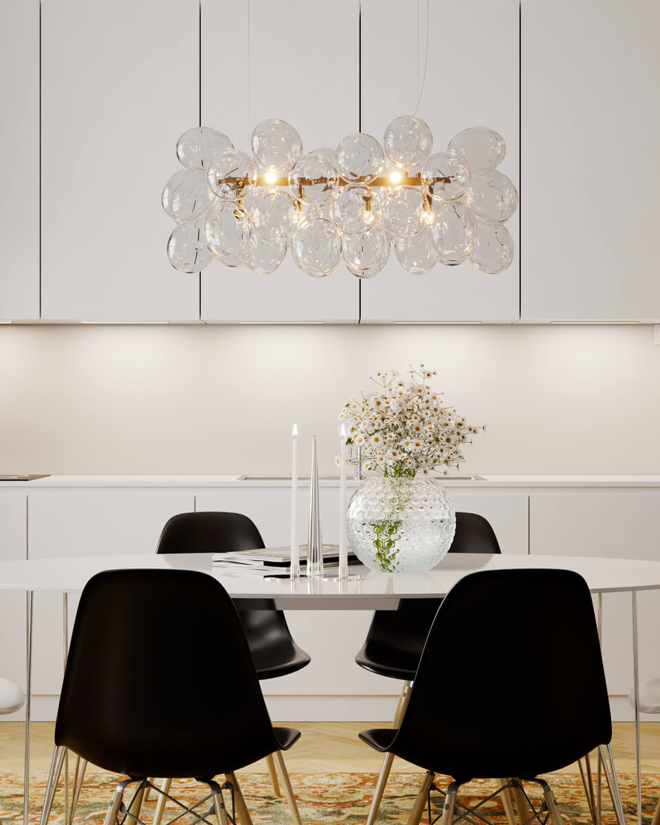 Gross Bar 80cm Transparent taklampa från By Rydéns - L&auml;ngden p&aring; denna lampa &auml;r 80 centimeter och sladdl&auml;ngden &auml;r 120 centimeter men till&aring;ter dig att h&ouml;ja och s&auml;nka lampan f&ouml;r att passa in i just ditt hem.