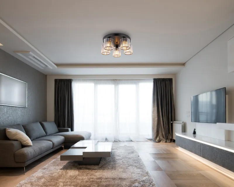 Jordana Ø46 Svart plafond från Globo Lighting - Jordana &auml;r en elegant plafond som imponerar med sin eleganta och stilrena design.
