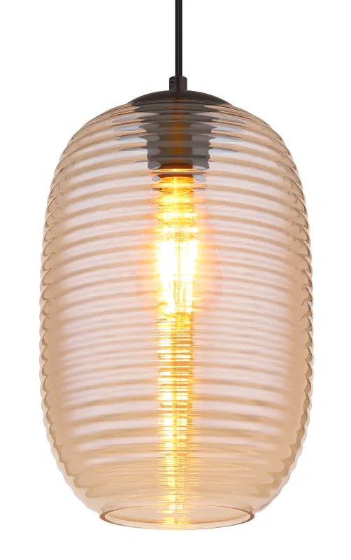 Jefrey Ø20 Amber taklampa från Globo Lighting - Denna eleganta taklampa &auml;r utrustad med en rund glaskupa i varm b&auml;rnstensf&auml;rg.