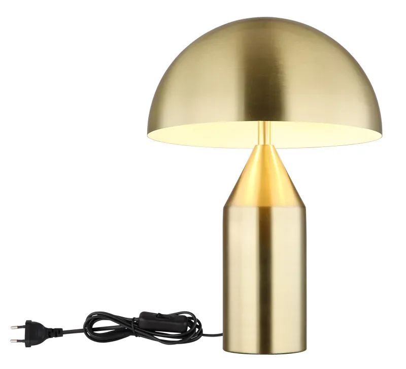 Atoma 40cm Mässing bordslampa från Globo Lighting - Sk&auml;rmen i matt m&auml;ssing och vitt skapar en harmonisk kontrast och ger en behaglig ljusspridning.