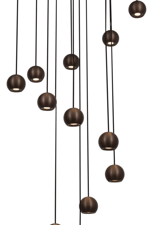 Montana Ø55 Brun taklampa från Lucide - H&ouml;jden &auml;r justerbar med sin 300cm l&aring;nga sladdl&auml;ngd och de runda spotlightsen med en diameter p&aring; 7cm ger ett bra och starkt ljus riktat ner&aring;t.