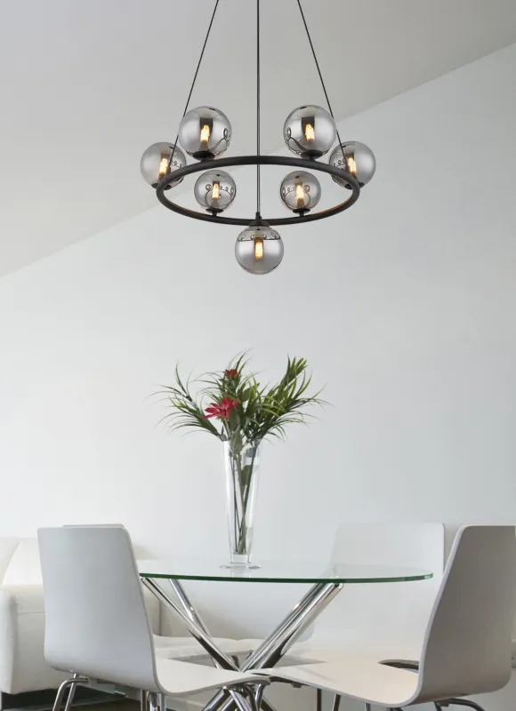 Riha Ø60 Rökfärgad taklampa från Globo Lighting - Lampan &auml;r av mattsvart metall och ger ditt hem en lyxig och inbjudande atmosf&auml;r.