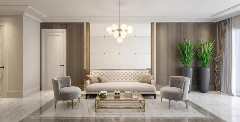 Grappy Ø56 Nickel plafond från Globo Lighting - Grappy plafond blir en stilfull och lyxig detalj i varje rum med sin glamor&ouml;sa design och de 13st opalf&auml;rgade glaskulorna.