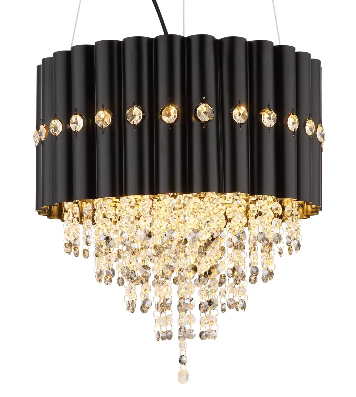 Eleos Ø40 Svart taklampa från Globo Lighting - Med en stomme i matt svartlackerad metall och en lampsk&auml;rm i samma nyans sm&auml;lter den harmoniskt in i b&aring;de moderna och klassiska interi&ouml;rer.