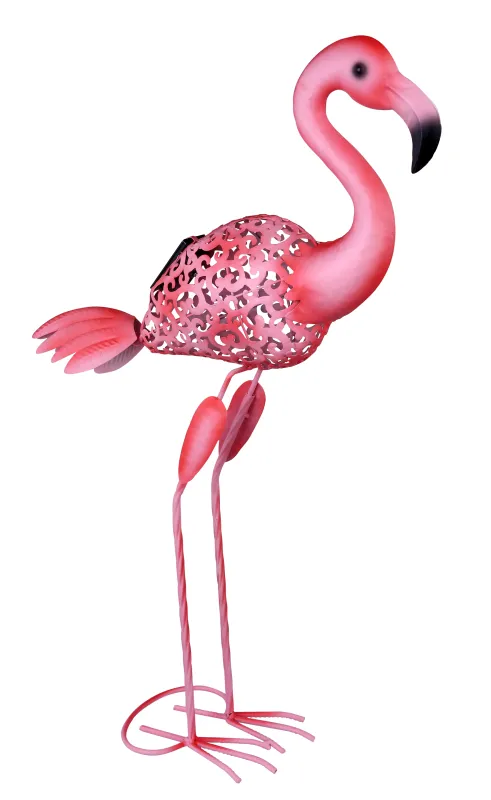 Flamingo Rosa solcellslampa från Globo Lighting - Lys upp tr&auml;dg&aring;rden med en charmig flamingo i solcellsbelysning!