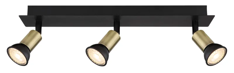 Drew 3 Guld spotlight från Globo Lighting - Drew &auml;r en stilren takspotlight som imponerar med sin design i mattsvart och guld.