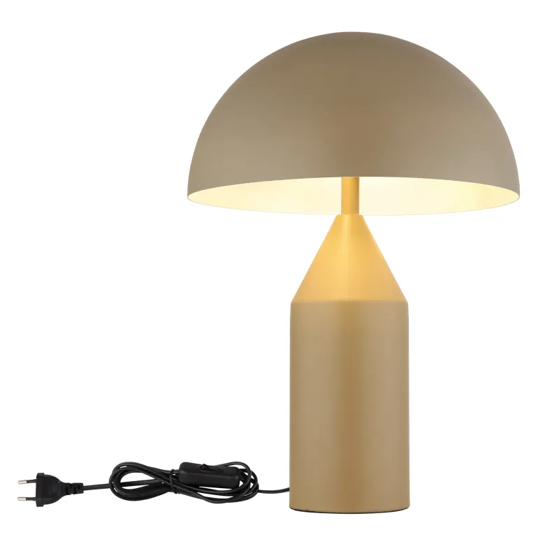 Atoma 40cm Sand bordslampa från Globo Lighting - Sk&auml;rmen i matt, sandf&auml;rg och vitt skapar en harmonisk kontrast och ger en behaglig ljusspridning.