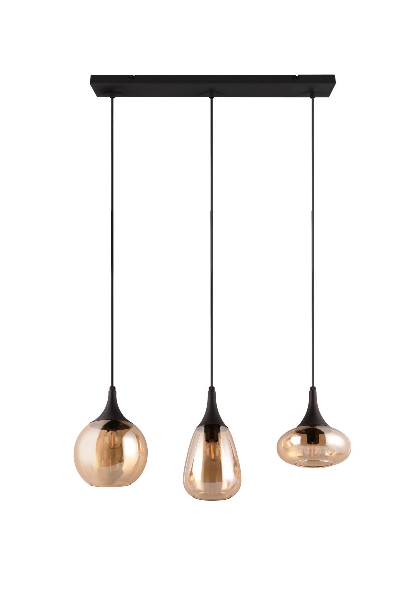 Lumina 68cm Amber taklampa från Trio Lighting - Den mattsvarta f&auml;rgs&auml;ttningen g&ouml;r den l&auml;tt att matcha med olika f&auml;rger och inredningsstilar, vilket ger ditt hem en stilren och modern touch.