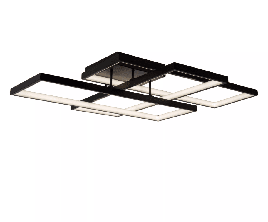 Lokero 65cm Svart plafond från Lucide - De upplysta, rektangul&auml;ra ramarna i h&ouml;gkvalitativt material sprider ett j&auml;mnt och behagligt ljus som skapar en varm och inbjudande atmosf&auml;r.