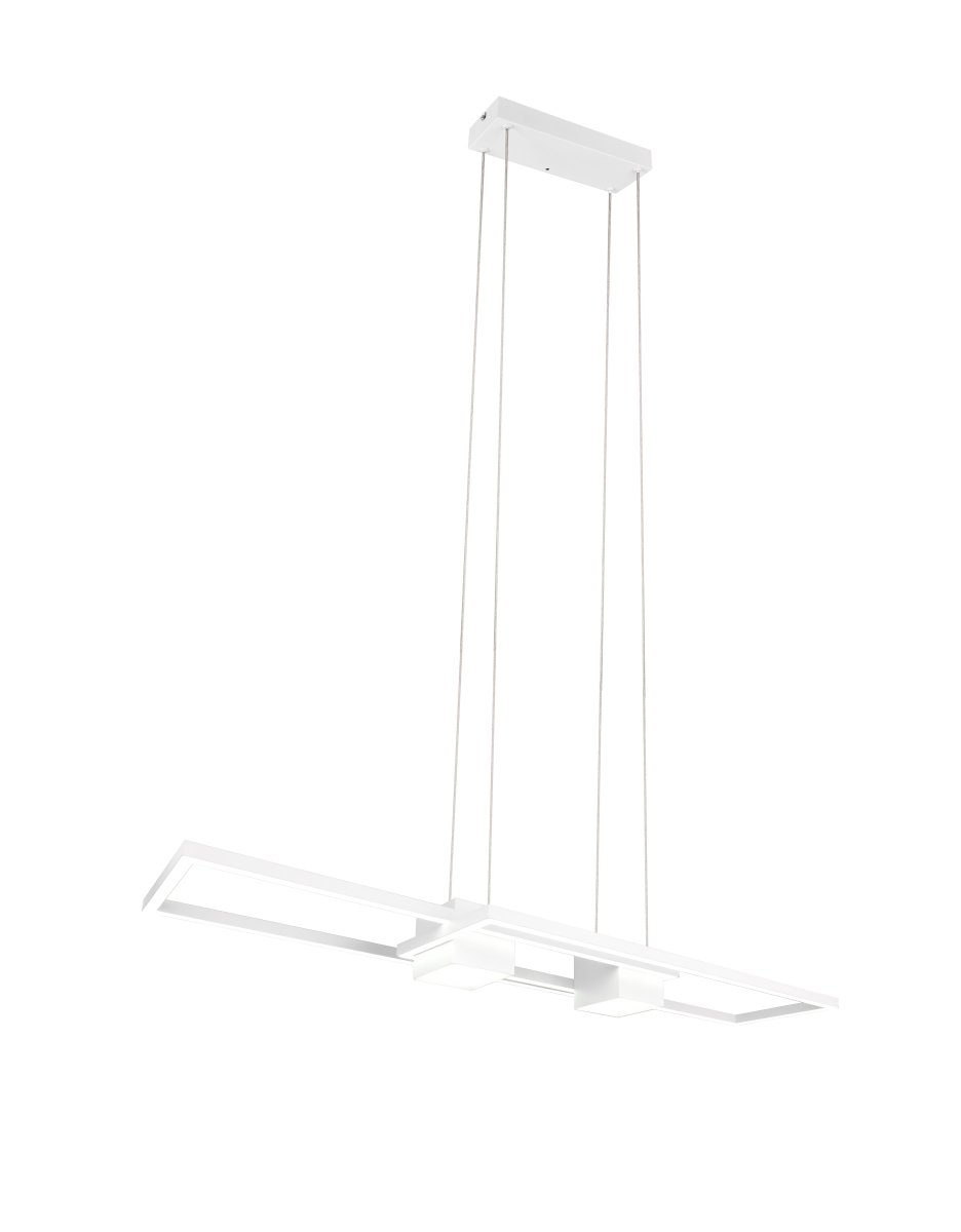 Albany 100cm Vit taklampa från Trio Lighting - De upp&aring;t- och ned&aring;triktade ljuselementen skapar en harmonisk atmosf&auml;r, medan den medf&ouml;ljande fj&auml;rrkontrollen l&aring;ter dig justera b&aring;de ljusf&auml;rg och ljusstyrka efter behov.