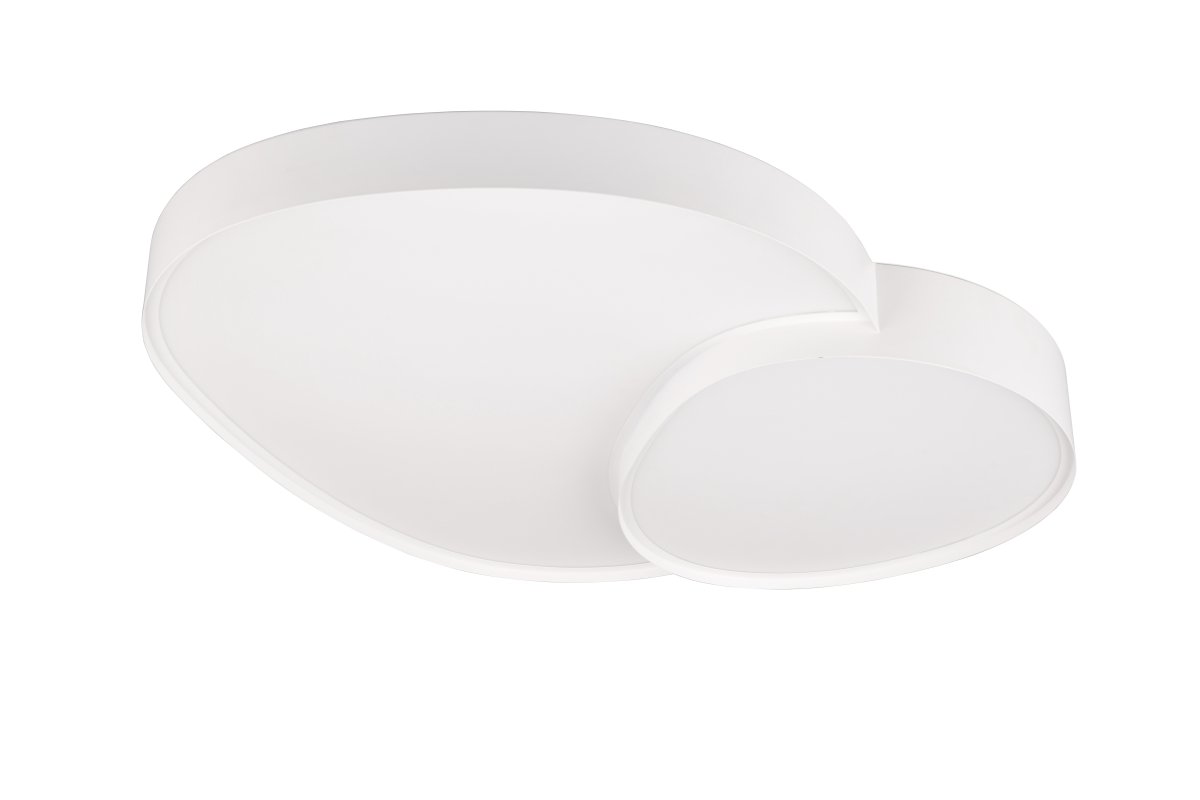 Rise 77cm Vit plafond från Trio Lighting - De tv&aring; belysta ytorna skapar ett stilfullt och kraftfullt uttryck som lyfter b&aring;de vardagsrum och sovrum.
