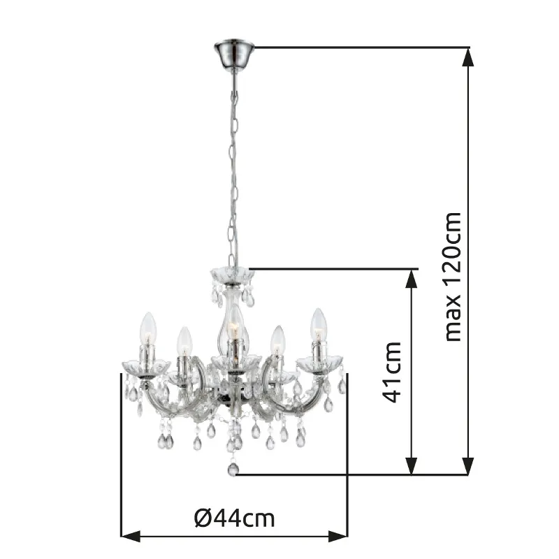 Cuimbra Ø45 Krom kristall från Globo Lighting - Med sina krompl&auml;terade detaljer och klarglas skapar den en lyxig glans och en stilfull atmosf&auml;r.