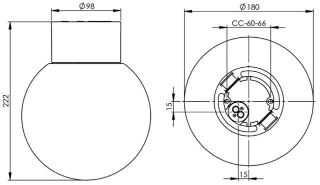 Classic Glob Ø18 Svart badrumslampa från Ifö electric - Tillverkad av porslin och matt opalglas, sprider den ett mjukt och behagligt ljus som passar utm&auml;rkt i badrum och andra utrymmen med fuktiga milj&ouml;er.