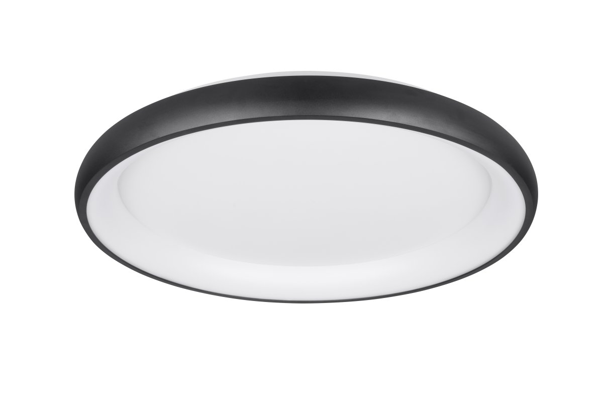 Cardona Ø75 Svart plafond från Trio Lighting - Den eleganta, sv&auml;vande ringen skapar en visuell mittpunkt och ger en j&auml;mn, bl&auml;ndfri belysning som skapar en behaglig atmosf&auml;r.