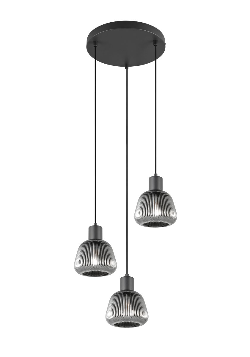 Tarifa Ø37 Rökgrå taklampa från Trio Lighting - Det mjuka ljuset och de unika ljuseffekterna skapar en varm och inbjudande atmosf&auml;r.