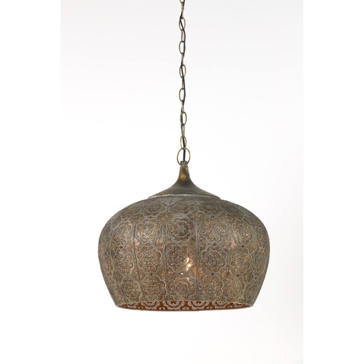 Emine Ø43 Brons taklampa från Light & Living - Emine &auml;r en elegant taklampa i metall med en brunguldig finish och ett detaljerat stansat m&ouml;nster.