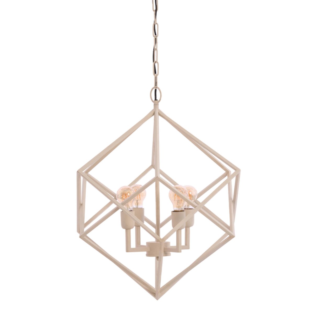 Drizella Ø60 Krämvit taklampa från Light & Living - Drizella &auml;r en modern takpendel i kr&auml;mvit metall med en geometrisk design som skapar en stilren och industriell look.