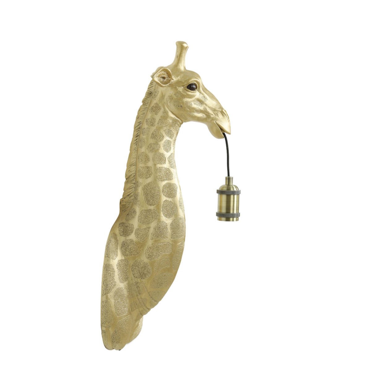 Giraffe 60cm Guld vägglampa från Light & Living - Med sin verklighetstrogna hals i guldig finish, h&aring;ller lampan elegant i en gl&ouml;dlampa och skapar ett lekfullt uttryck.