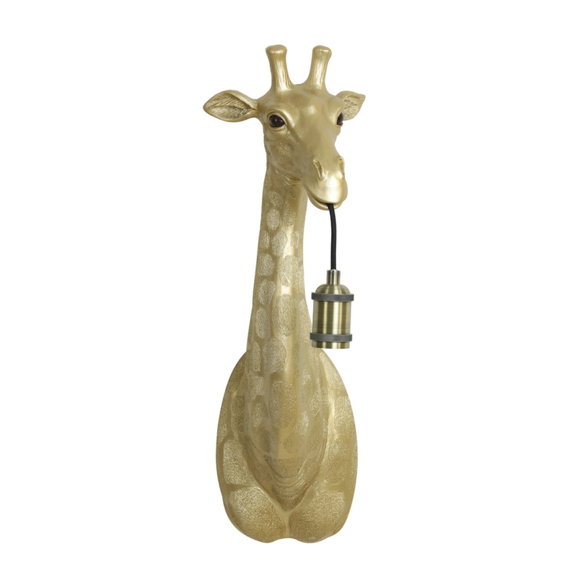 Giraffe 60cm Guld vägglampa från Light & Living - Med sin verklighetstrogna hals i guldig finish, h&aring;ller lampan elegant i en gl&ouml;dlampa och skapar ett lekfullt uttryck.