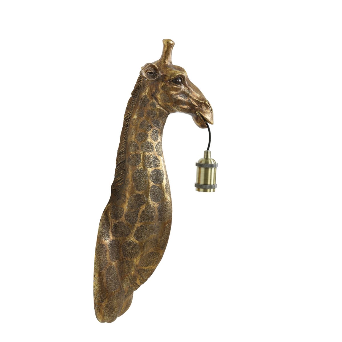 Giraffe 60cm Brons vägglampa från Light & Living - Med sin verklighetstrogna hals i en antik bronsig finish, h&aring;ller lampan elegant i en gl&ouml;dlampa och skapar ett lekfullt uttryck.