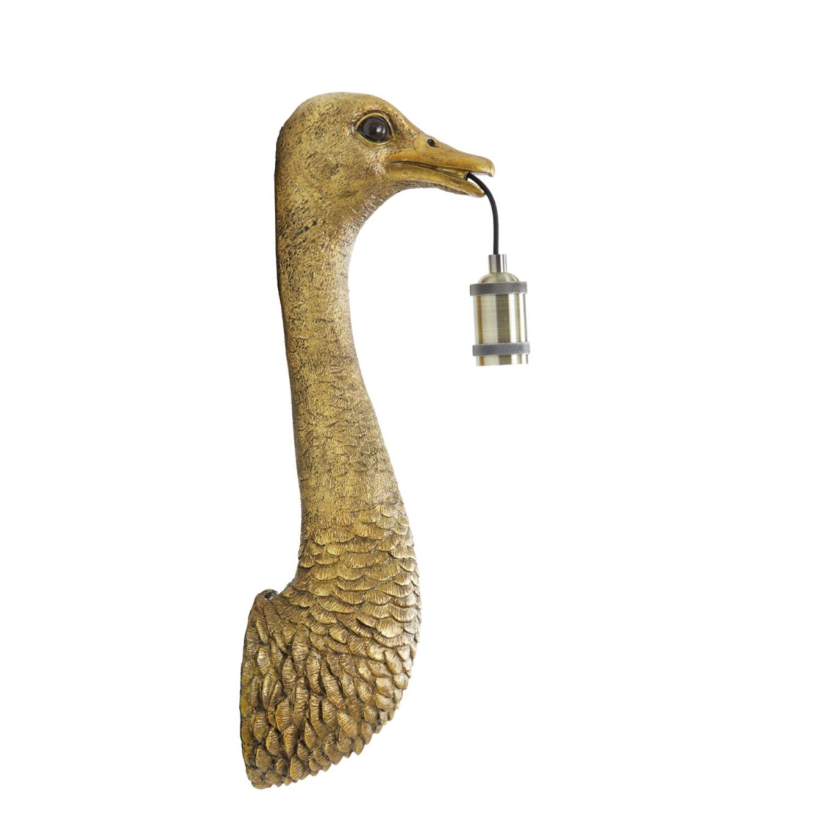 Ostrich 57cm Brons vägglampa från Light & Living - Med sin verklighetstrogna strutshals i en antik bronsig finish, h&aring;ller lampan elegant i en gl&ouml;dlampa och skapar ett lekfullt uttryck.