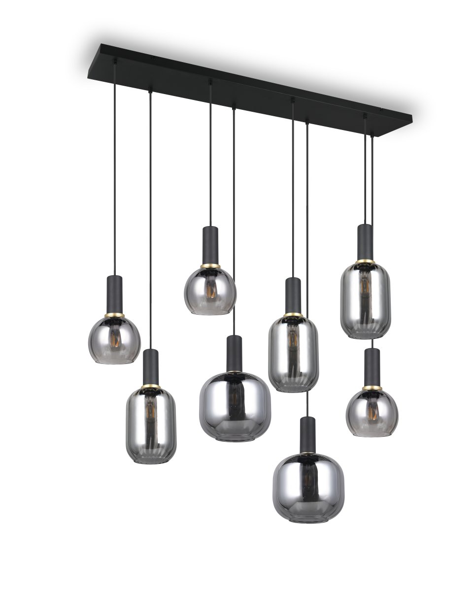 Diva 120cm Svart taklampa från Trio Lighting - De exponerade gl&ouml;dlamporna ger en trendig och industriell touch, vilket g&ouml;r denna lampa till ett perfekt val f&ouml;r den som vill addera b&aring;de stil och funktion till sitt hem.