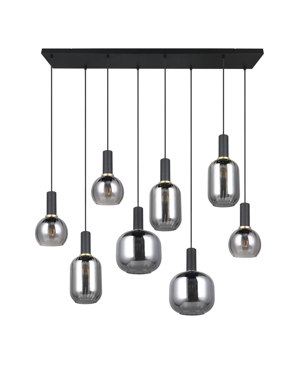 Diva 120cm Svart taklampa från Trio Lighting - De exponerade gl&ouml;dlamporna ger en trendig och industriell touch, vilket g&ouml;r denna lampa till ett perfekt val f&ouml;r den som vill addera b&aring;de stil och funktion till sitt hem.