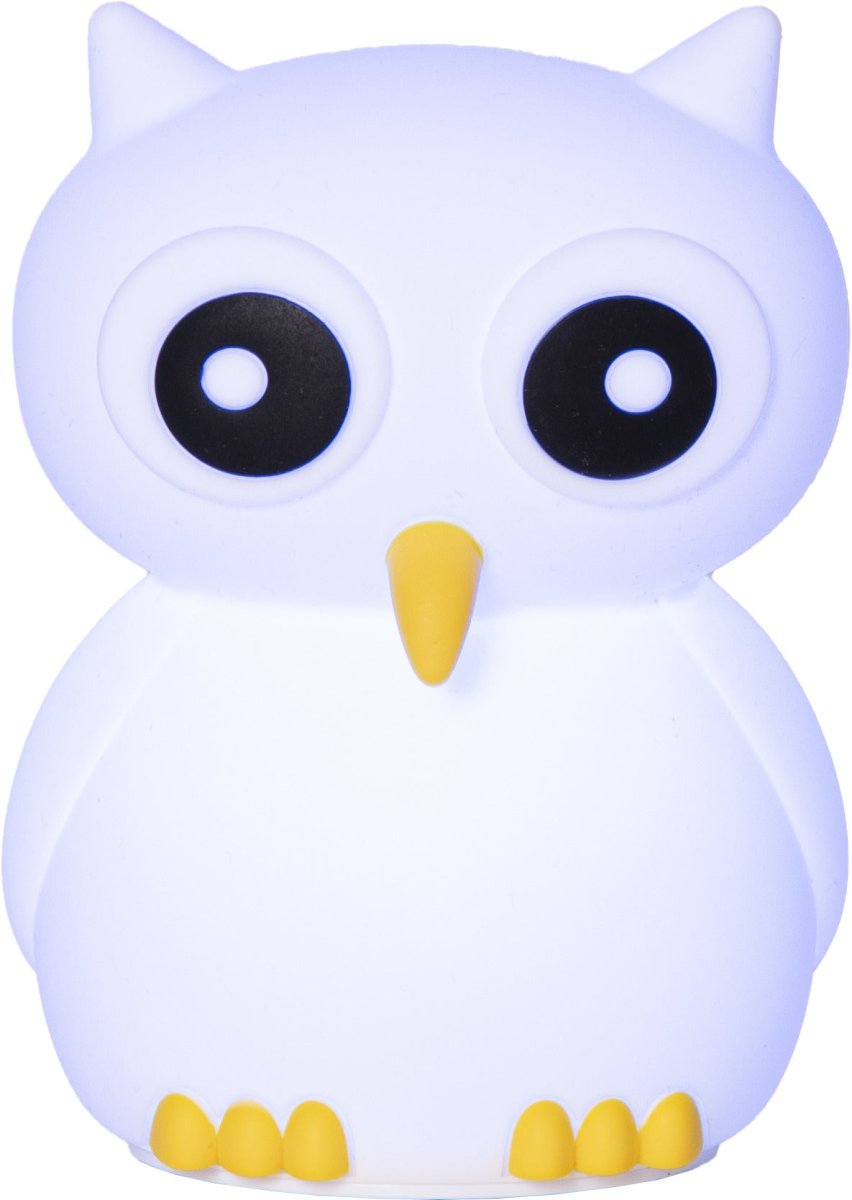 Owl Vit barnlampa från Star Trading - Lampan har touchfunktion och med en l&auml;tt klapp kan du t&auml;nda, sl&auml;cka eller v&auml;xla mellan olika fina f&auml;rger.