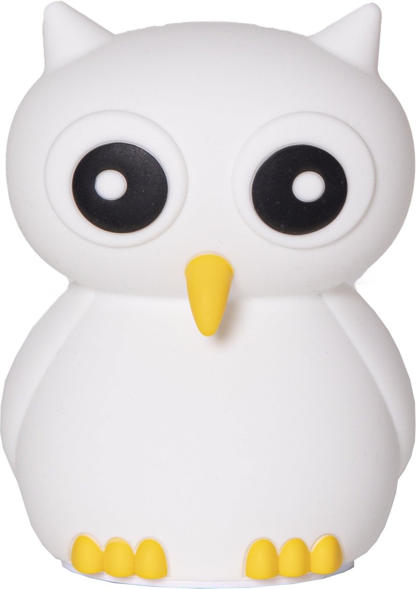 Owl Vit barnlampa från Star Trading - Lampan har touchfunktion och med en l&auml;tt klapp kan du t&auml;nda, sl&auml;cka eller v&auml;xla mellan olika fina f&auml;rger.