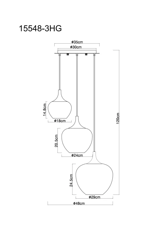 Maxy Ø48 Koppar taklampa från Globo Lighting - Den mattsvarta och krompl&auml;terade metallstommen ger lampan en modern och sofistikerad look, medan de kopparf&auml;rgade glaskuporna med en klar och tonad gradient skapar en unik ljusupplevelse.