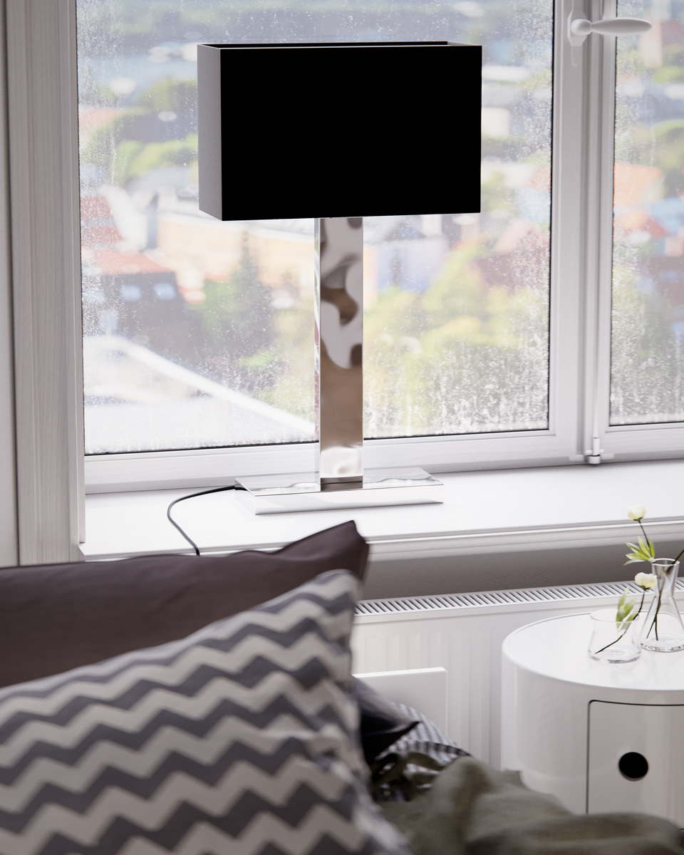 Prime 70cm Krom bordslampa från By Rydéns - Utforska m&ouml;jligheterna med Prime bordslampa i metall och tygsk&auml;rm, och l&aring;t dess eleganta design och varma belysning f&ouml;rh&ouml;ja ditt stora f&ouml;nster och skapa en inbjudande atmosf&auml;r i ditt hem.