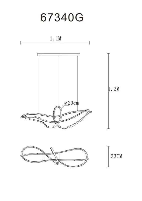 Iduna 110cm Guld taklampa från Globo Lighting - Med en l&auml;ngd p&aring; 110 cm och en design i guldf&auml;rgat rostfritt st&aring;l tillf&ouml;r den en lyxig k&auml;nsla till ditt hem.