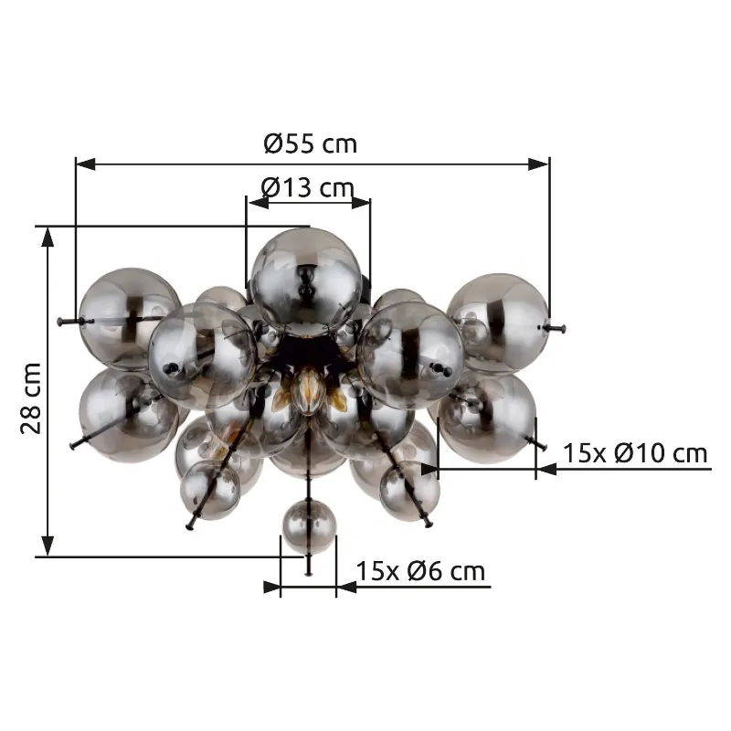 Udo Ø55 Rökfärgad plafond från Globo Lighting - Perfekt f&ouml;r vardagsrum, sovrum eller matsalar d&auml;r den bidrar till en stilfull och inbjudande milj&ouml;.