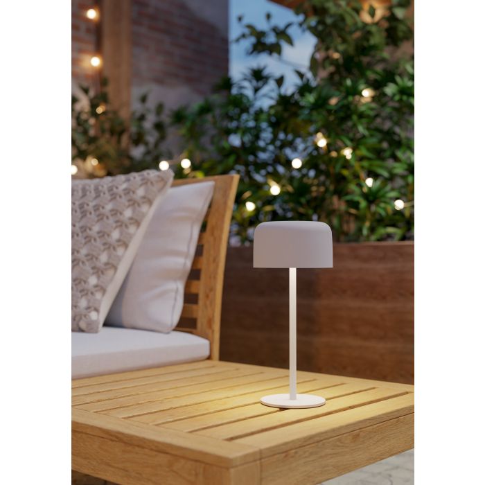Roccanova 30cm Vit solcellslampa från Eglo - Roccanova &auml;r en stilren, solcellsdriven bordslampa som kombinerar form och funktion f&ouml;r b&aring;de inom- och utomhusbruk.