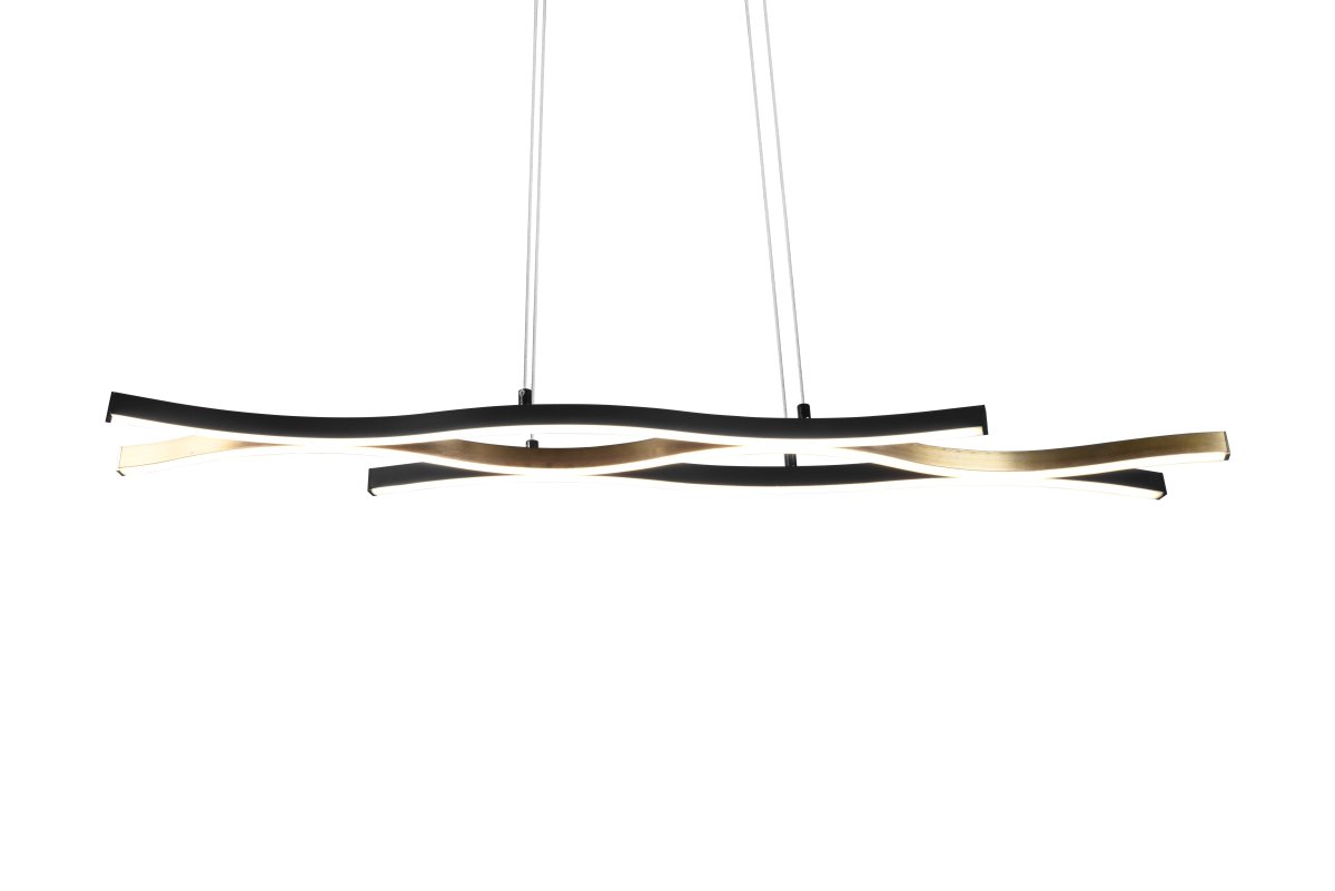 Blaze 107cm Mässing taklampa från Trio Lighting - Den stilrena kombinationen av matt mässing och mattsvart ger Blaze en tidlös och sofistikerad look.