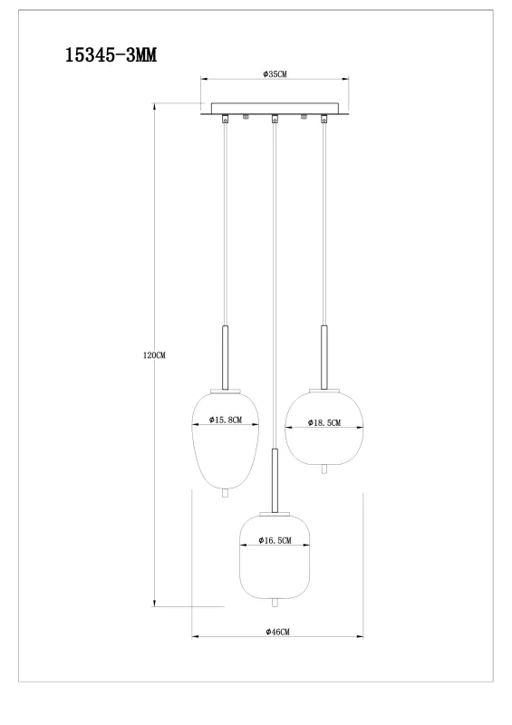 Blacky Ø46 Mässing taklampa från Globo Lighting - Den best&aring;r av en rund m&auml;ssingsf&auml;rgad metallplatta, fr&aring;n vilken tre svarta kablar med r&ouml;kf&auml;rgade glasglober i olika former h&auml;nger.