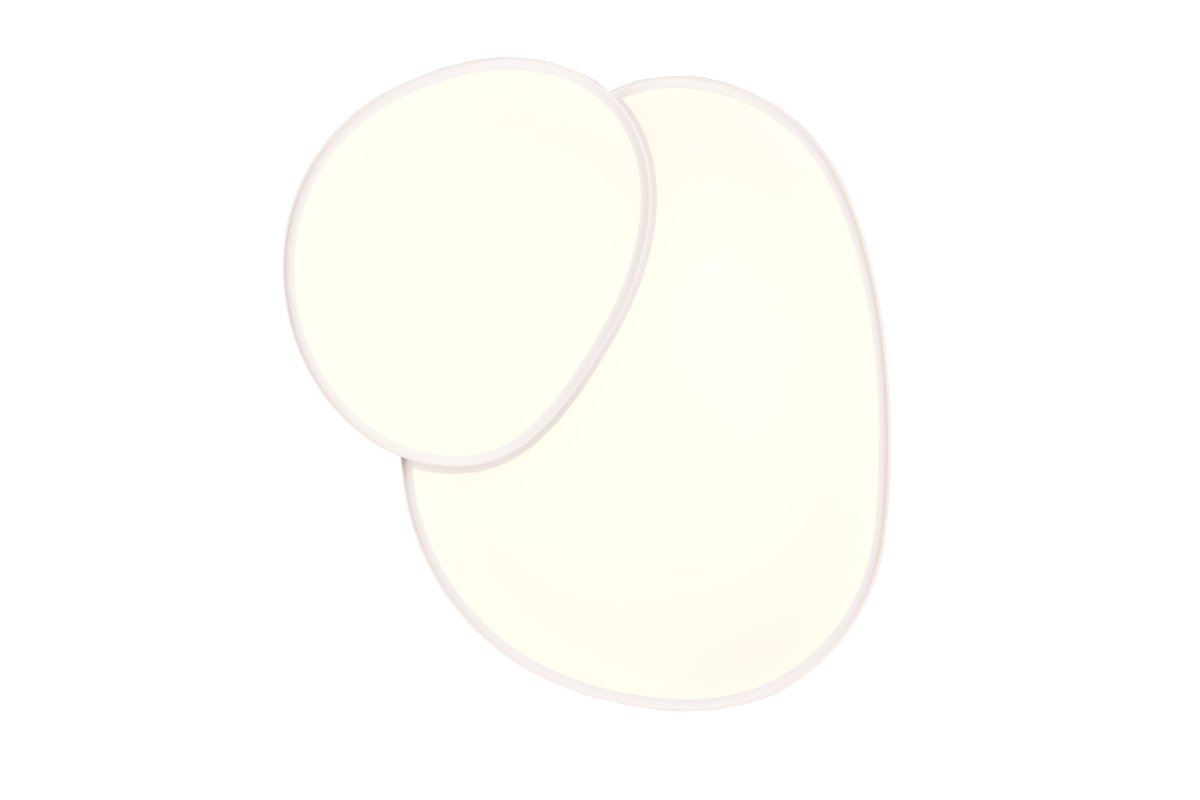 Rise 77cm Vit plafond från Trio Lighting - De tv&aring; belysta ytorna skapar ett stilfullt och kraftfullt uttryck som lyfter b&aring;de vardagsrum och sovrum.