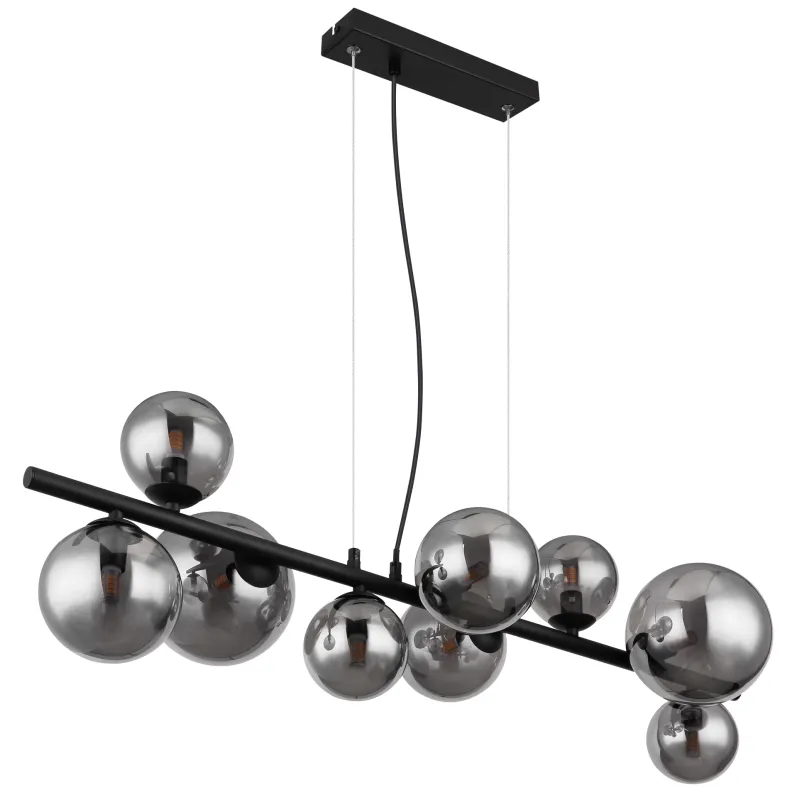 Riha 87cm Rökfärgad taklampa från Globo Lighting - Lampan &auml;r av mattsvart metall och ger ditt hem en lyxig och inbjudande atmosf&auml;r.