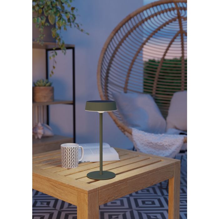 Simeri 30cm Grön solcellslampa från Eglo - Simeri&nbsp;&auml;r en stilren, solcellsdriven bordslampa som kombinerar form och funktion f&ouml;r b&aring;de inom- och utomhusbruk.