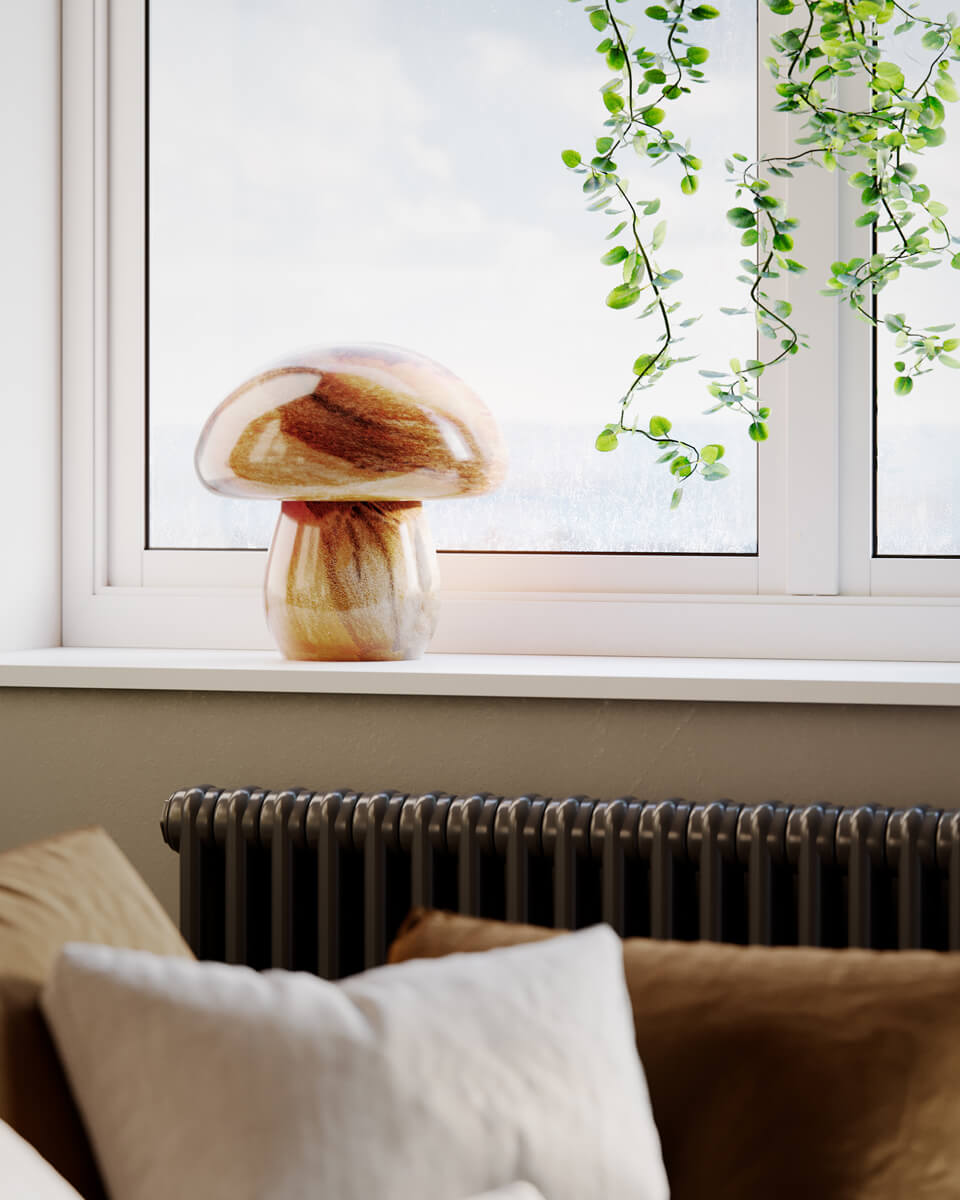 Mira Mushroom 30cm Natur bordslampa från By Rydéns - Lampan &auml;r inte bara en funktionell ljusk&auml;lla utan ocks&aring; en konstn&auml;rlig detalj som lyfter fram din inredning med sin naturinspirerade design och handgjorda kvalitet.